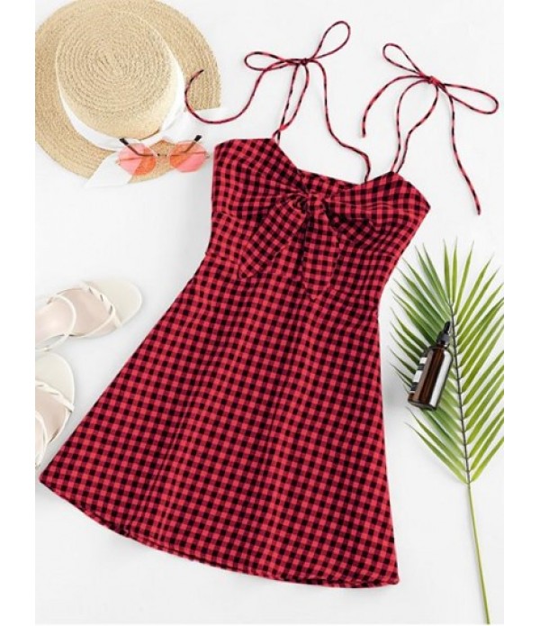 Plaid Tied Cami Mini Dress