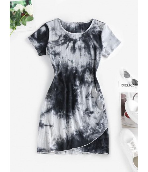 Tie Dye Ribbed Tulip Hem Dress