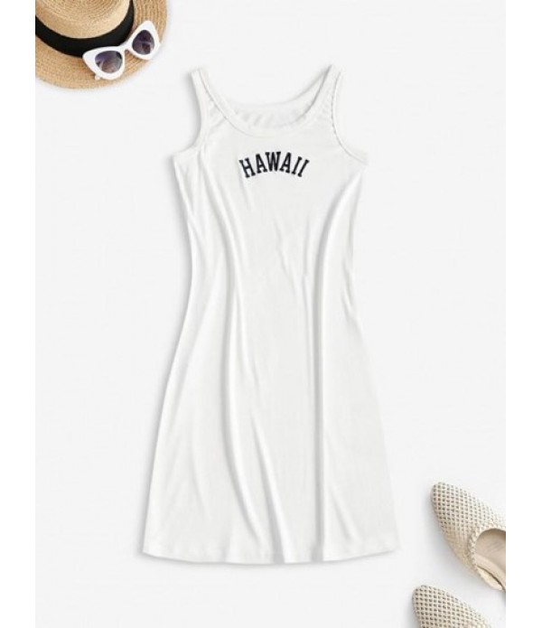 Embroidered Bodycon Tank Mini Dress