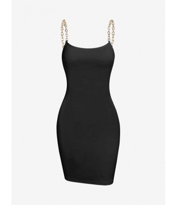 Chain Straps Mini Slinky Dress