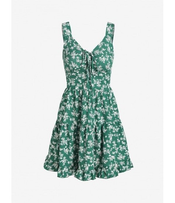 Tiny Flower Printed Flounce Tiered Dress