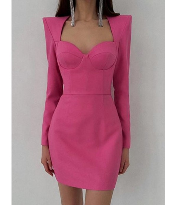 Shoulder Padded Mini Bodycon Dress