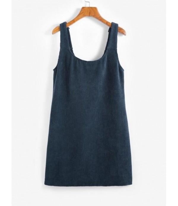 Button Front Pockets Corduroy Pinafore Dress