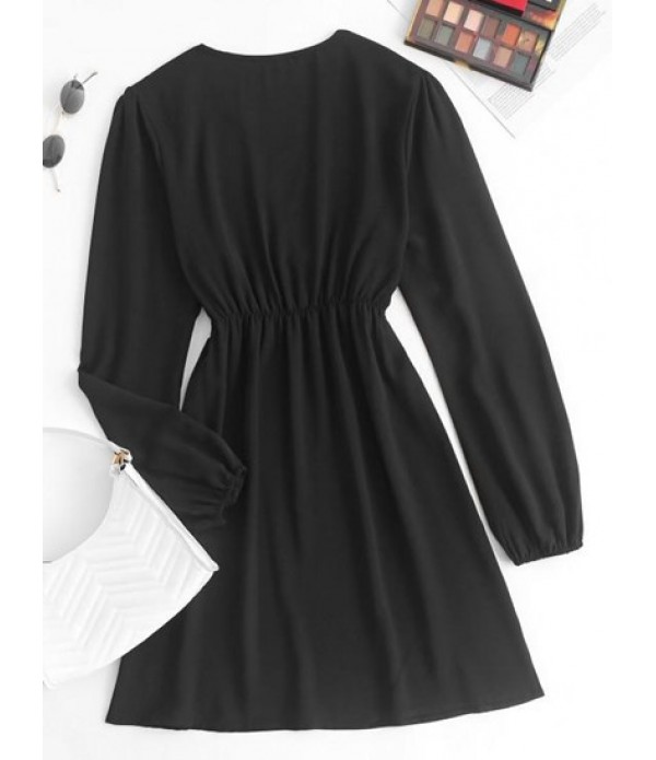 Long Sleeve Empire Waist Mini Dress