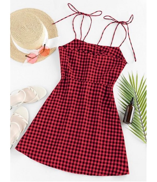 Plaid Tied Cami Mini Dress