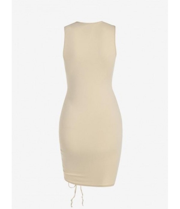 Cinched Ruched Slinky Bodycon Tank Dress