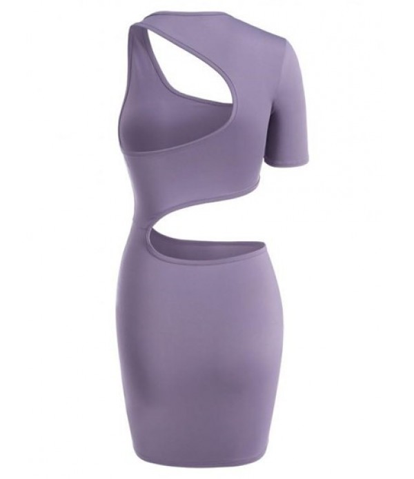 Cutout Skew Collar Bodycon Mini Dress