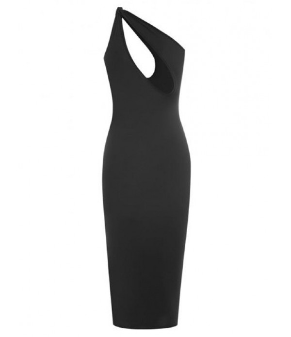 One Shoulder Knotted Cut Out Bodycon Dress