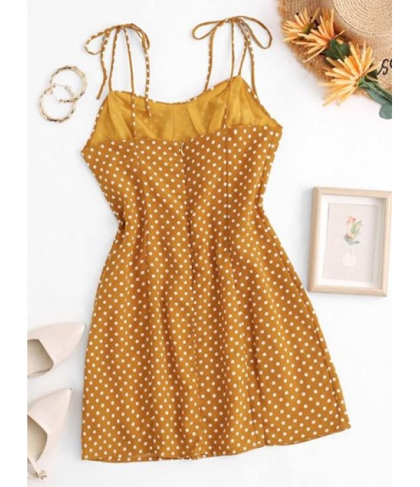 Polka Dot Tie Strap Slip Cami Dress