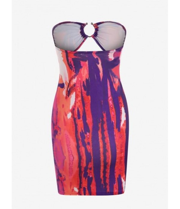 Tie Dye O-ring Cut Out Tube Bodycon Dress