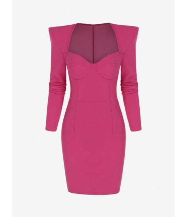 Shoulder Padded Mini Bodycon Dress