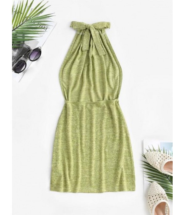 Halter Knit Backless Slinky Dress