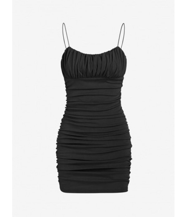 Cami Ruched Solid Slinky Mini Dresss