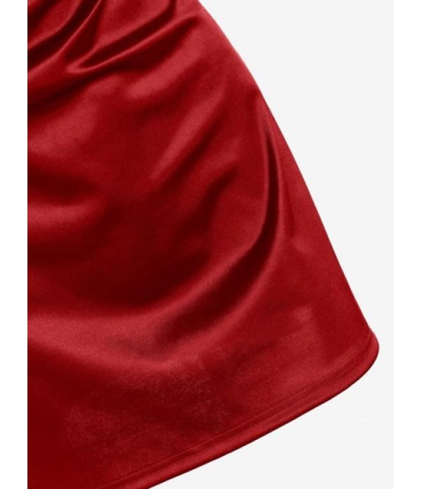 Sheeny Draped Slip Satin Cocktail Dress